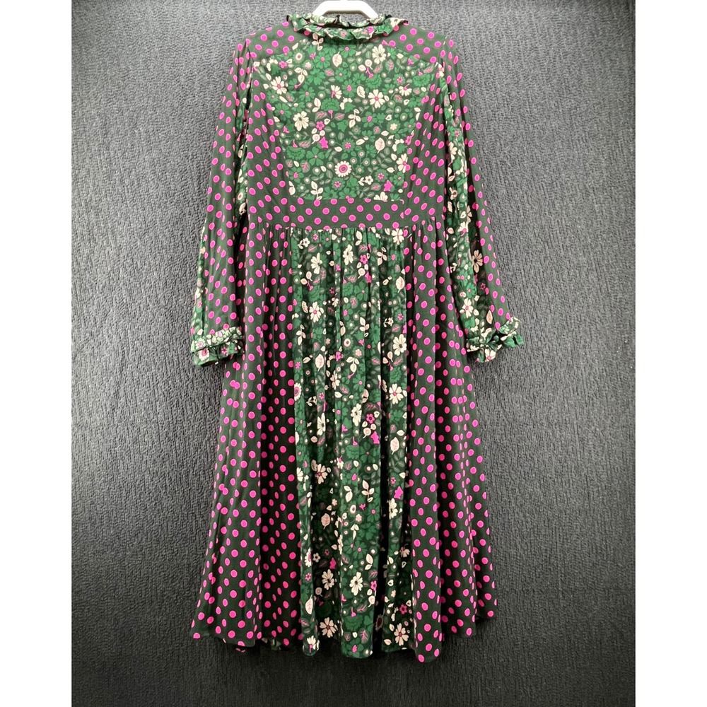 Boden Cecilia Floral Polka Dot Mixed Print Midi Dress Velvet Tie US 10R - Picture 3 of 9